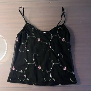 mesh floral black cami